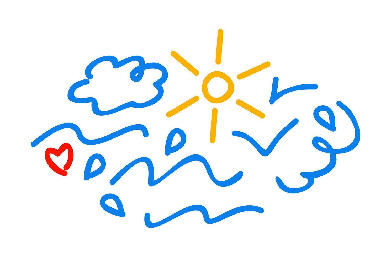 mar paisaje. sencillo línea Arte ilustración. verano concepto. logo diseño. vector