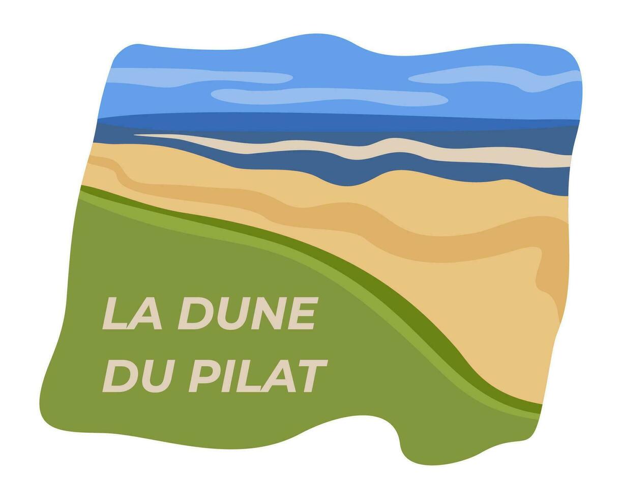 Pilat dune. Huge sand dune in France. Region Bordeaux. vector
