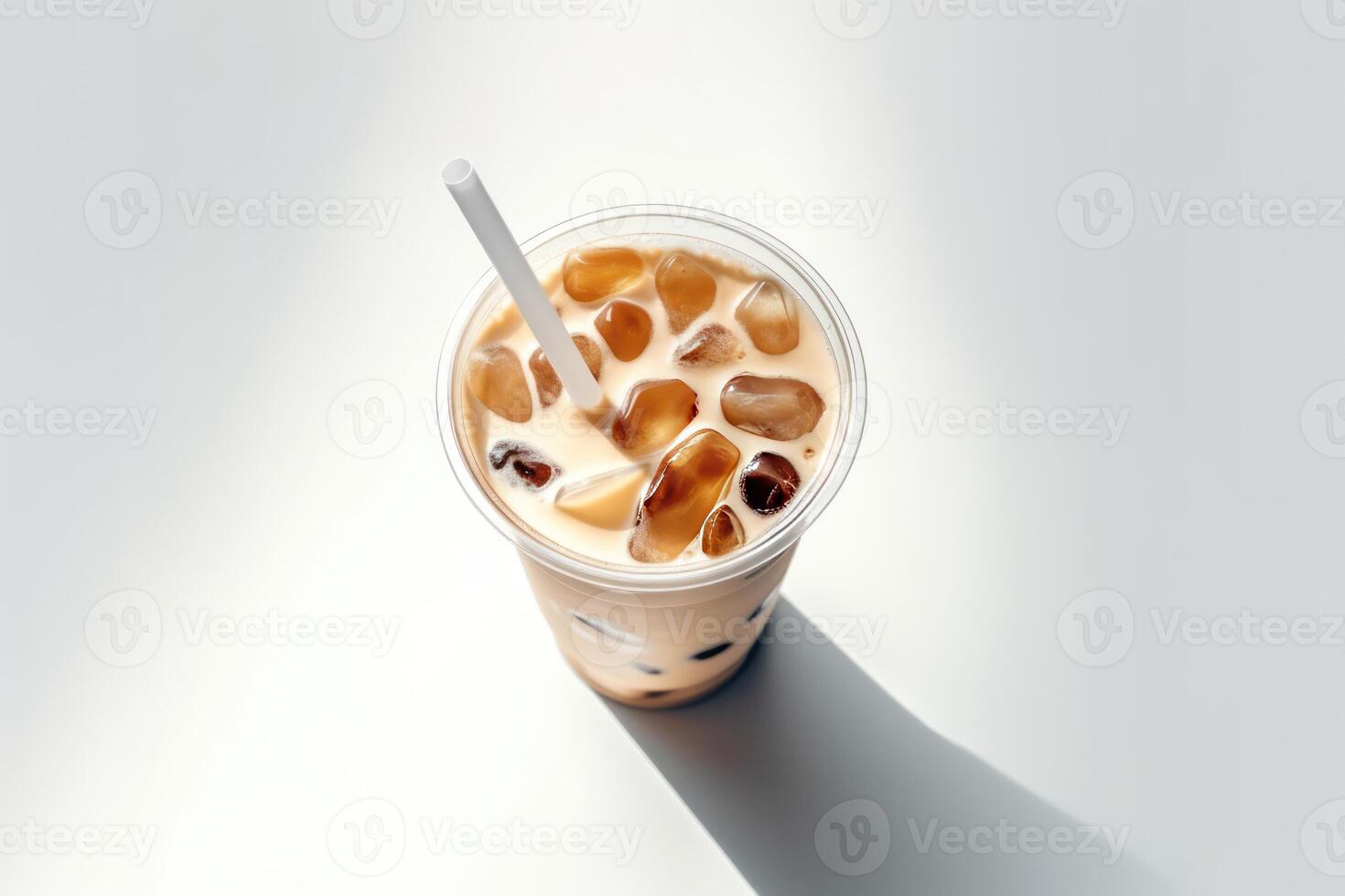 stock photo of collection a cup iced Cappucino with straw food photography