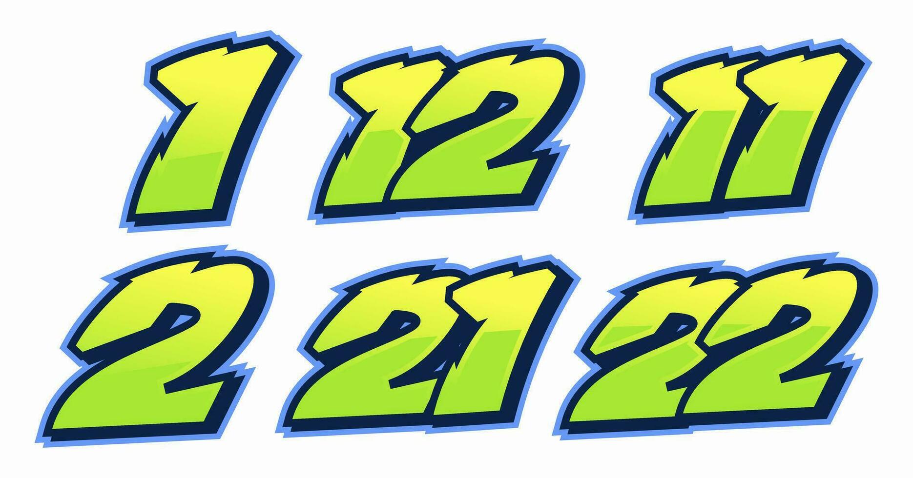 Racing Font Number Vector One Two Twelve Twenty Two Eleven Twenty Editable