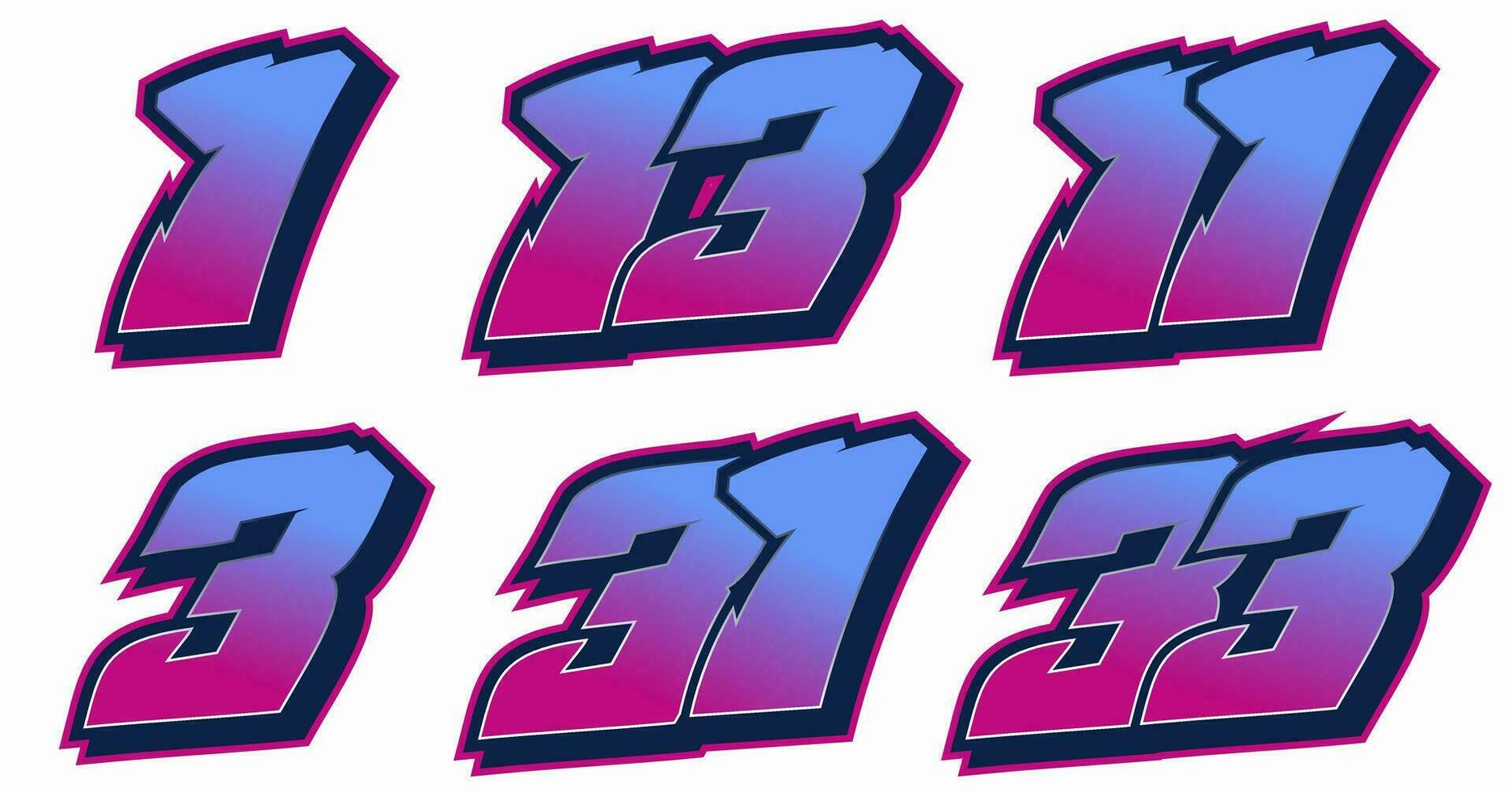 Racing Font Number Vector One Three Thirteen Thirty Three Editable ...