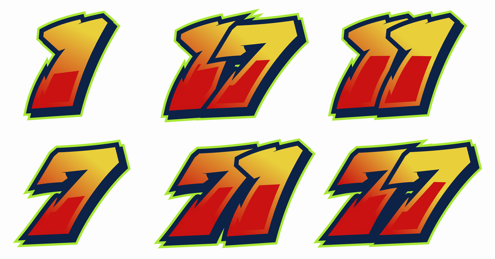 Racing Font Number Vector One Seven Seventeen Eleven Seventy Editable