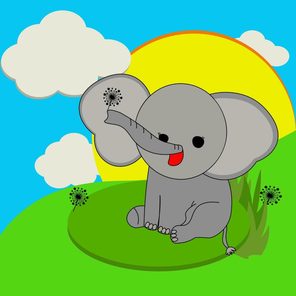 estético elefante personaje vector