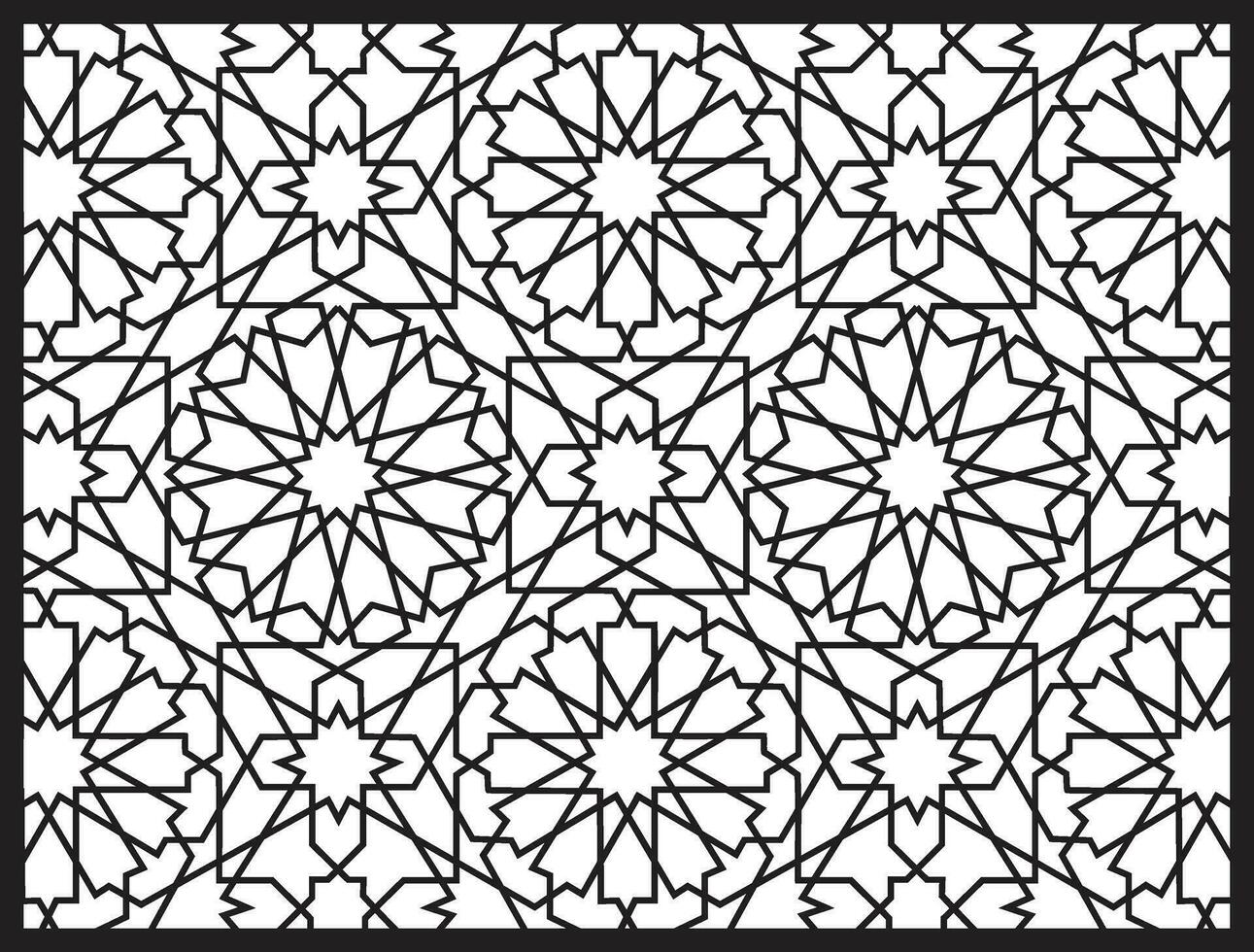 Arabic ornament Design, Islamic art pattern,outline black and white vector