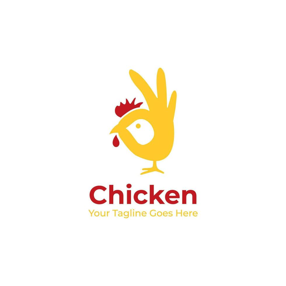 Chicken Logo Vector Design with okay hand shape