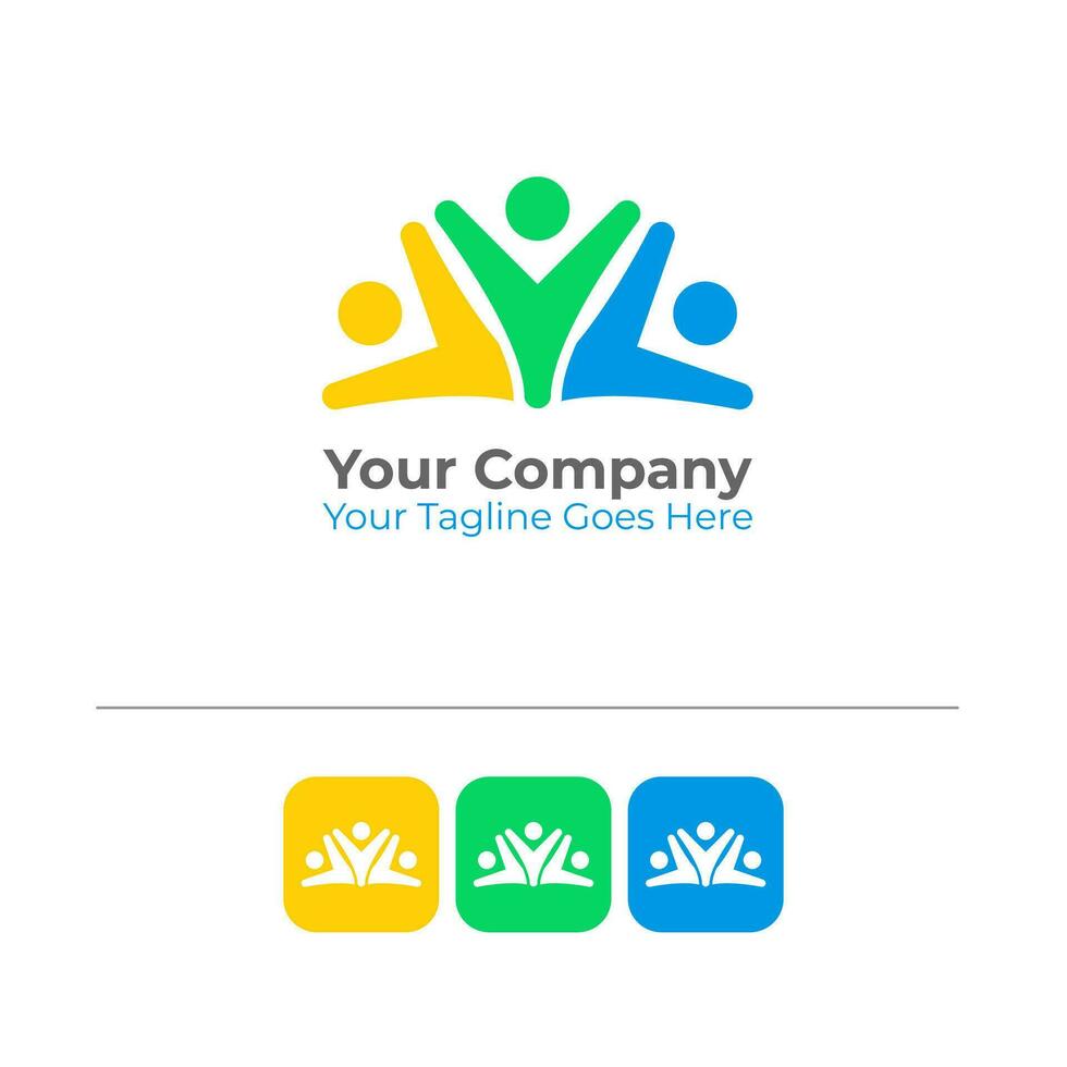 Colorful Happy People Logo Vector Design, this logo is suitable for institutions, and humanity