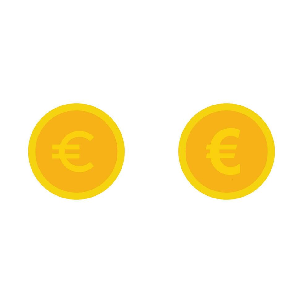 Eurocoin, gold coin symbol with euro icon on transparent background vector