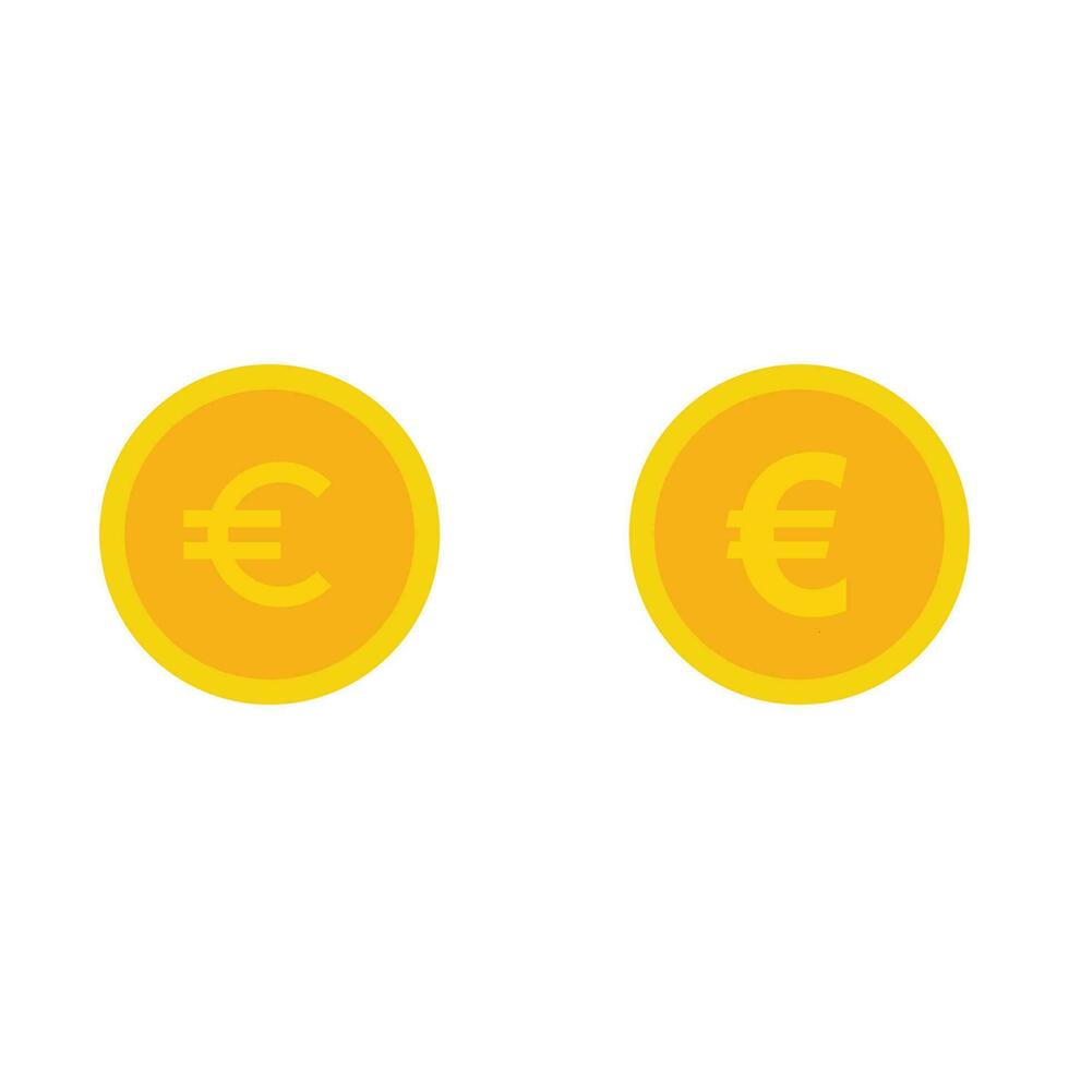 Eurocoin, gold coin symbol with euro icon on transparent background vector