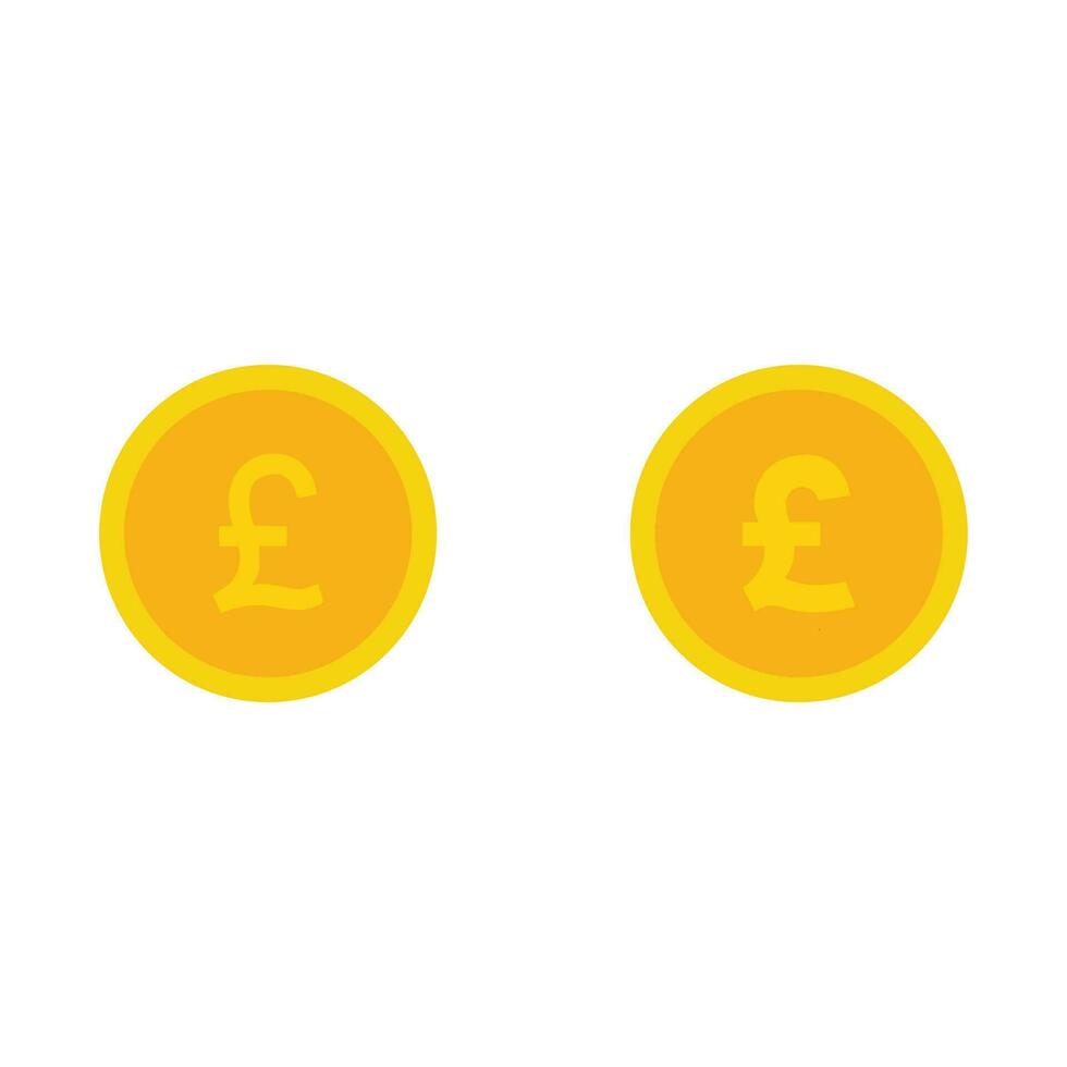 Poundcoin, gold coin symbol with pound icon on transparent background vector