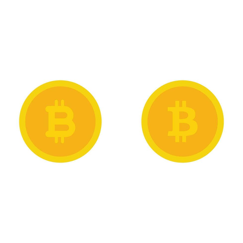 Bitcoin, gold coin symbol with bitcoin icon on transparent background vector