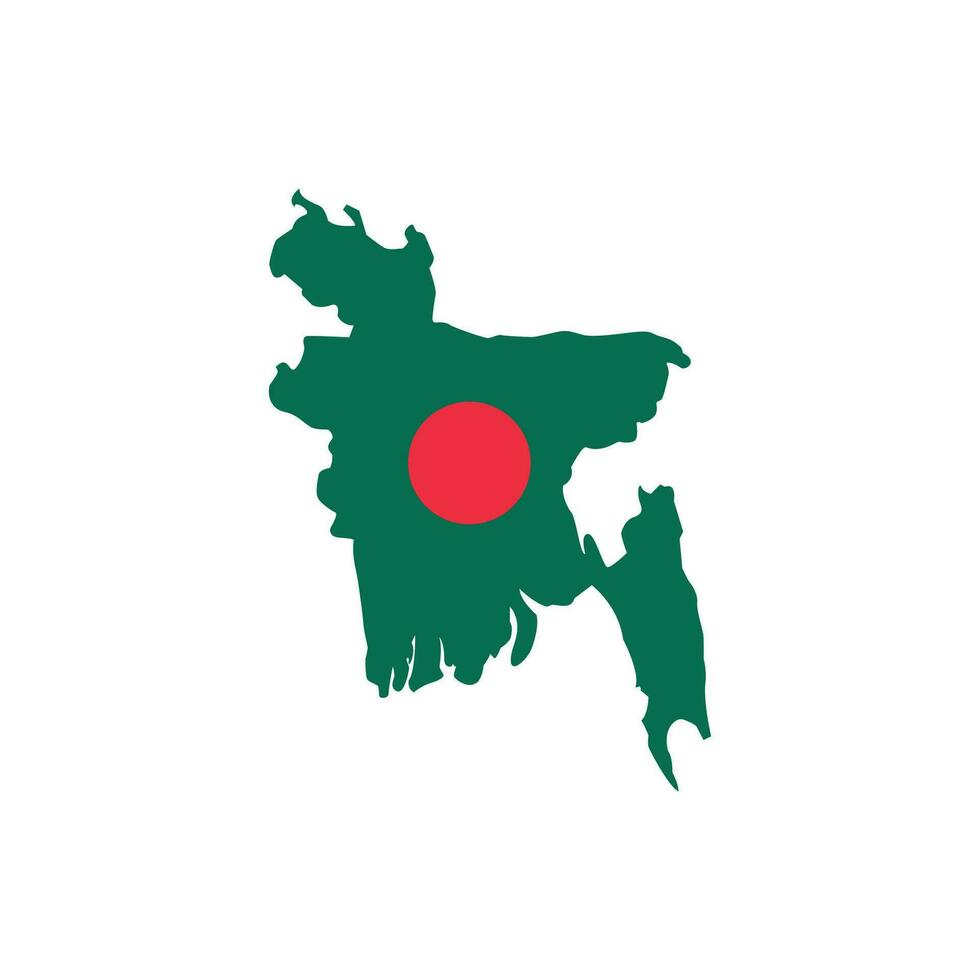 Bangladesh map silhouette vector illustration, Asian country map icon with flag isolated on white background