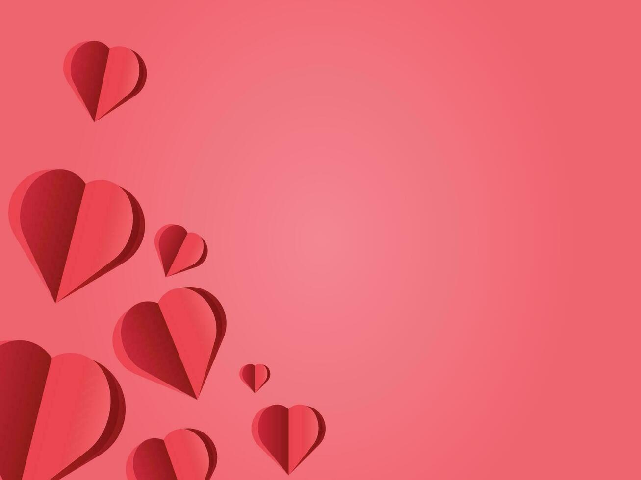 Paper effect love background on red color vector