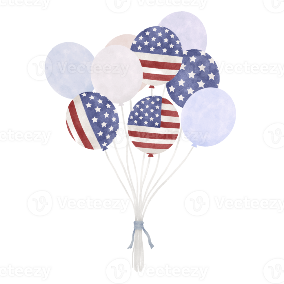 Watercorlor balloon for 4th of july png