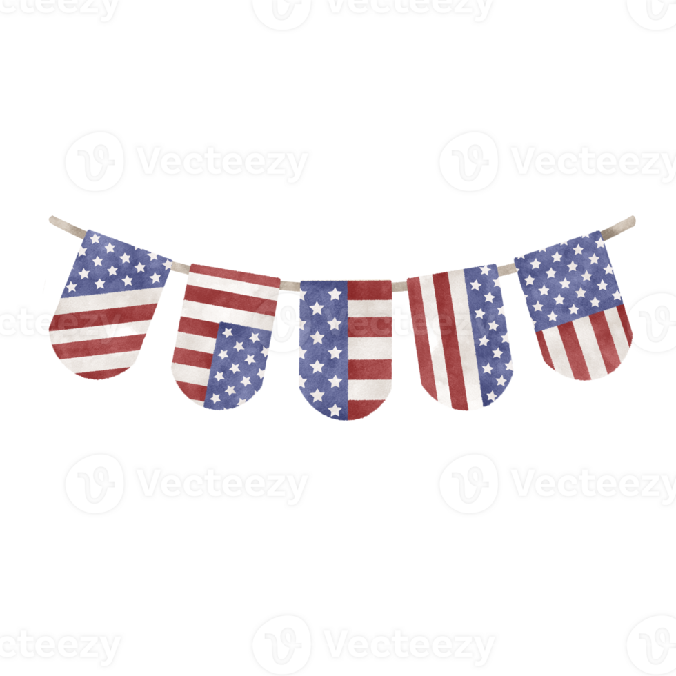 Watercorlor banner for 4th of july png