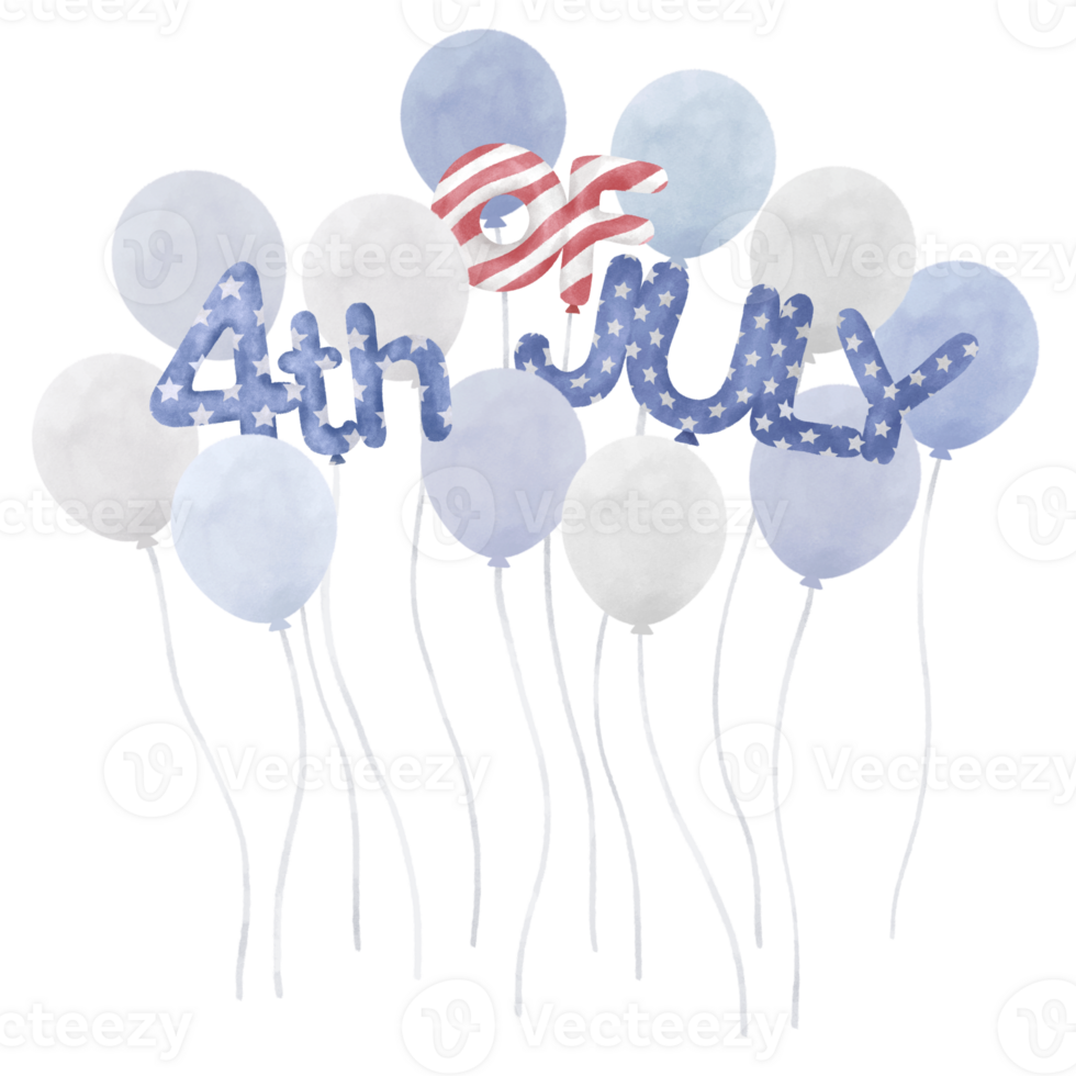 Watercorlor balloon for 4th of july png