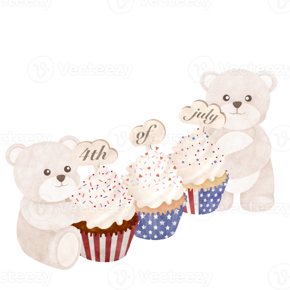 Cute bear cartoon Fourth of July png