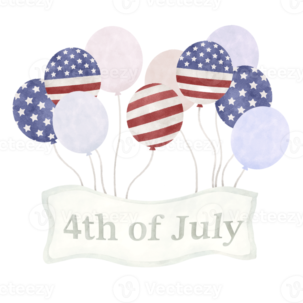 Watercorlor balloon for 4th of july png