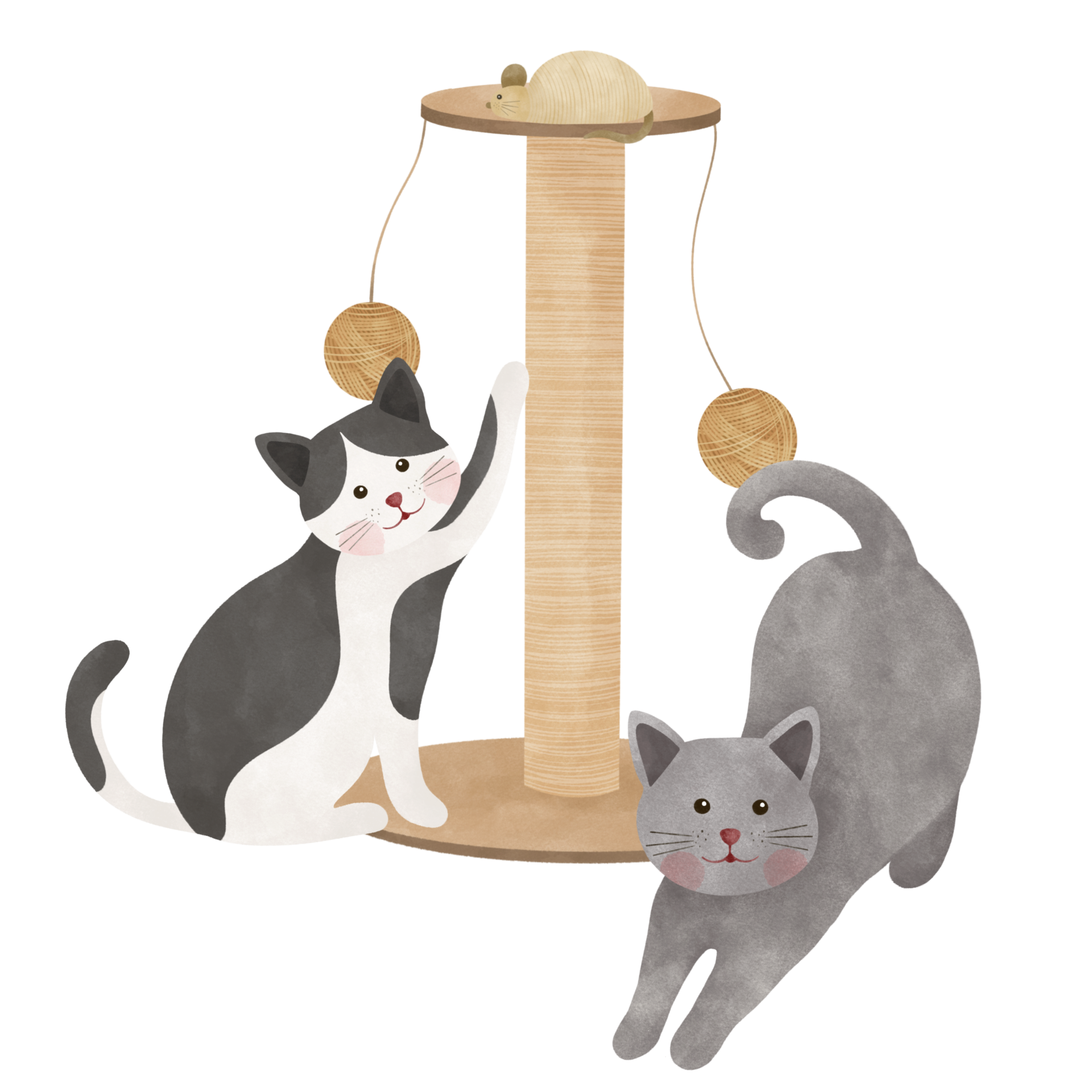 cute cat play with cats tree cartoon illustration 25347113 PNG