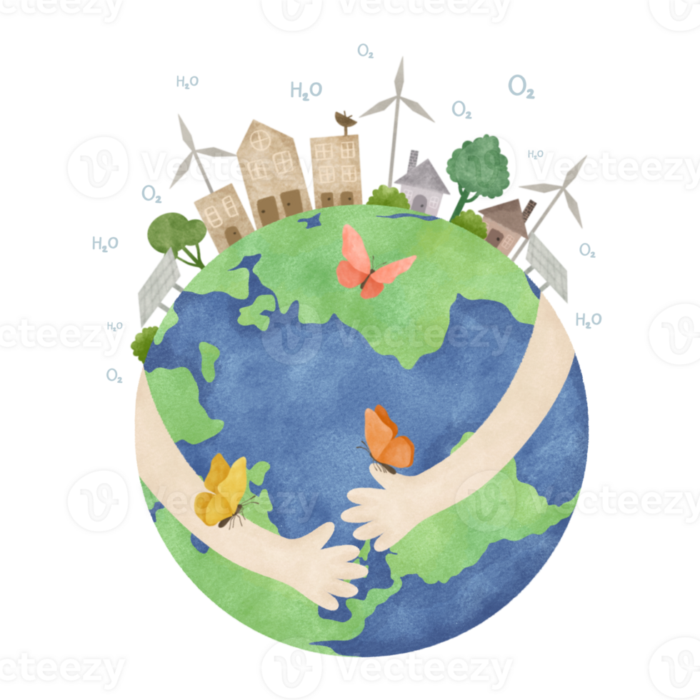 Earth day save nature watercolor png