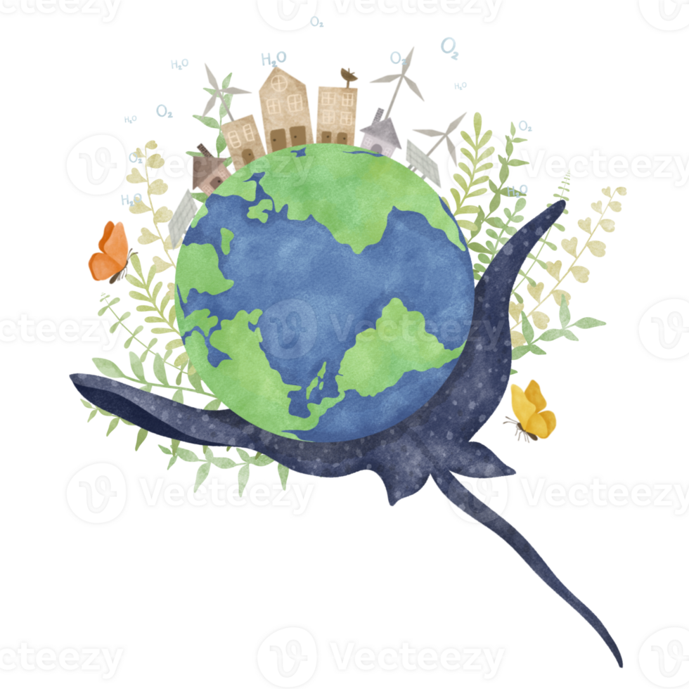 Earth day save nature watercolor png