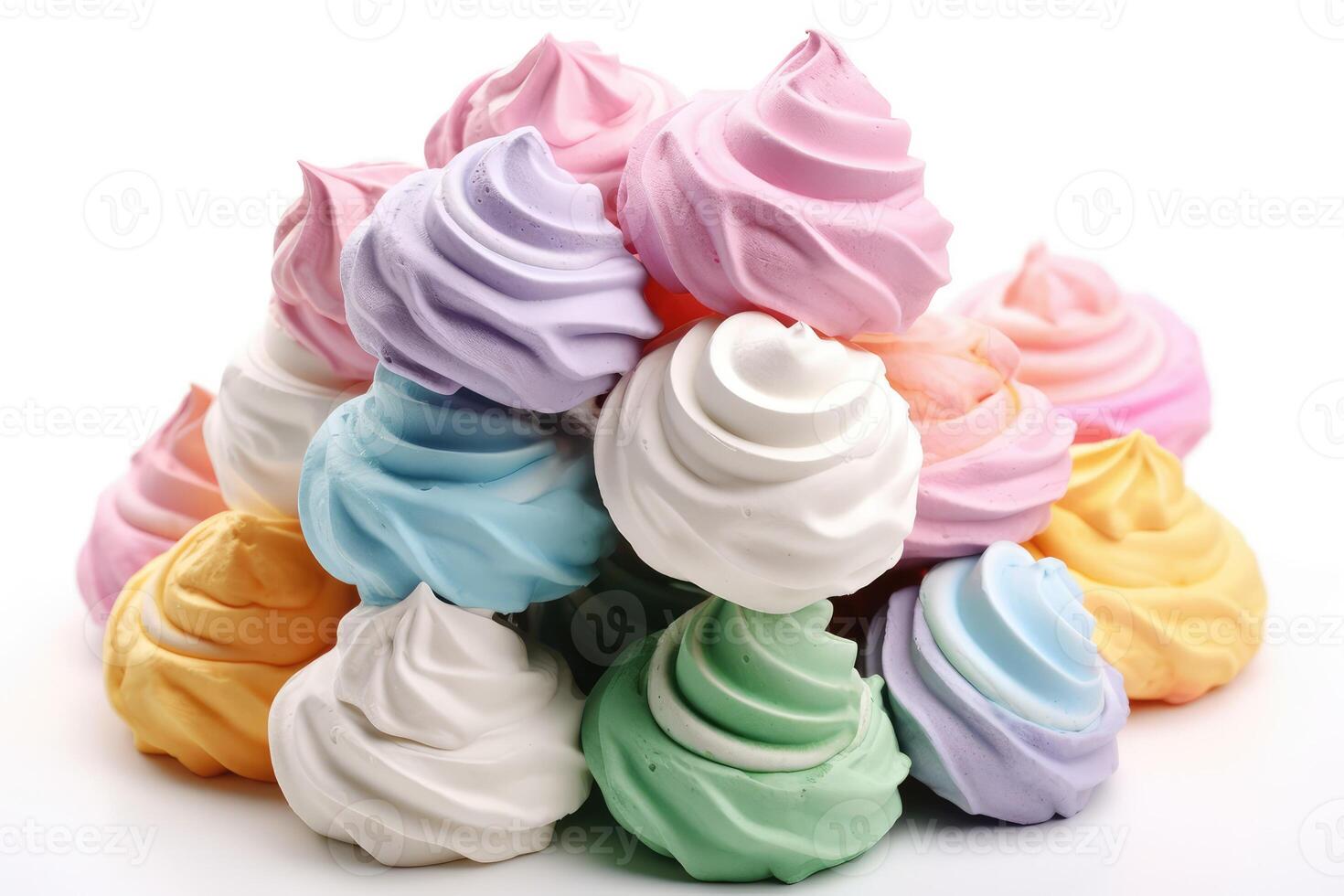 stock photo of meringue cookies isolated white background professional food photography