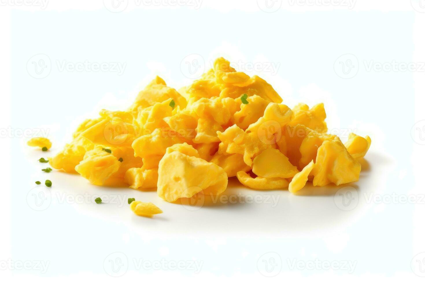 scrambled eggs white isolated background Food Photography AI Generated photo