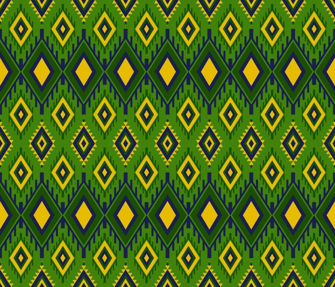 Embroidery indian aztec fabric pattern in green vector