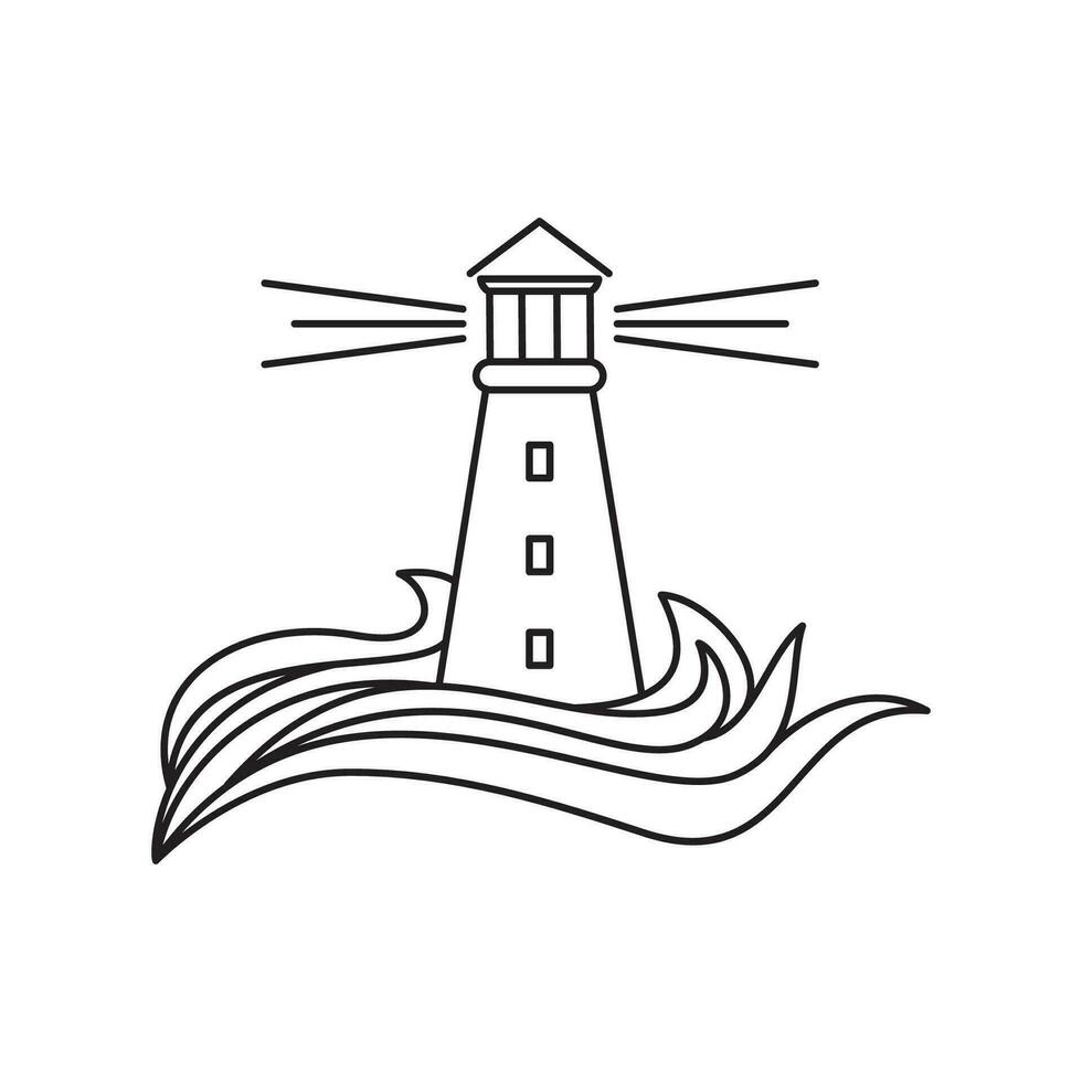 lighthouse icon design. nautical tower building sign and symbol. vector