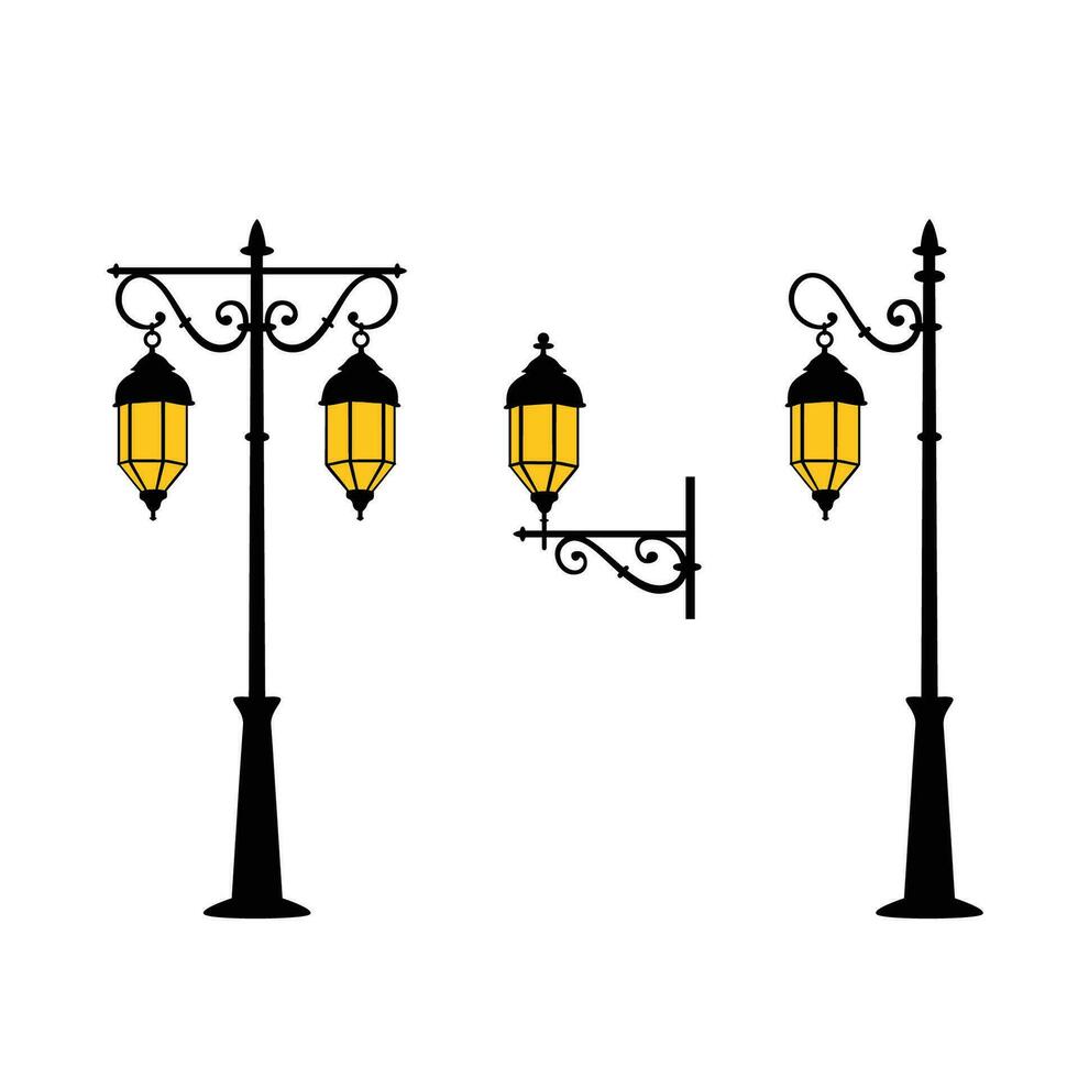 set of vintage lamp design. retro light decoration. vector