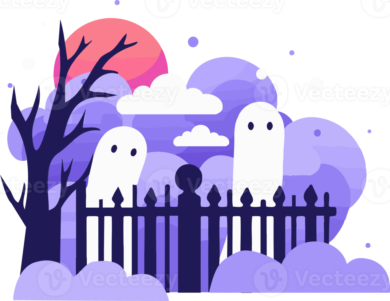 Hand Drawn Halloween castle fence in flat style png