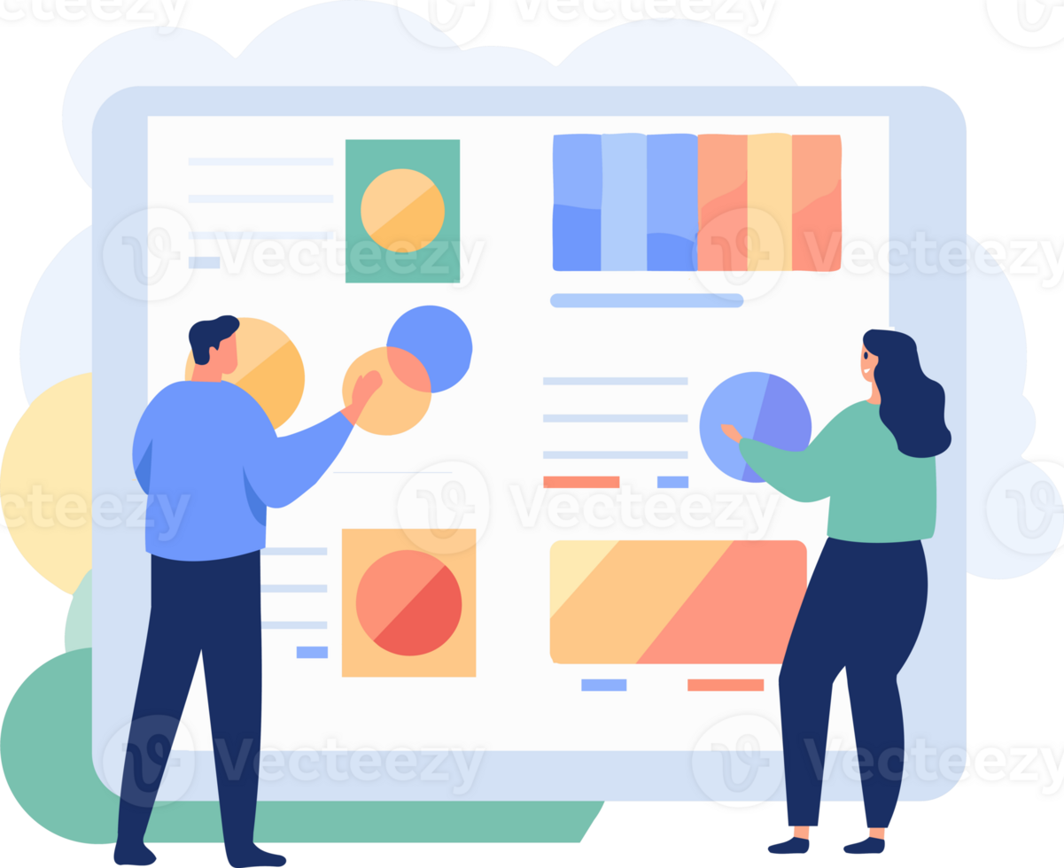 Hand Drawn group of business people meeting in flat style png
