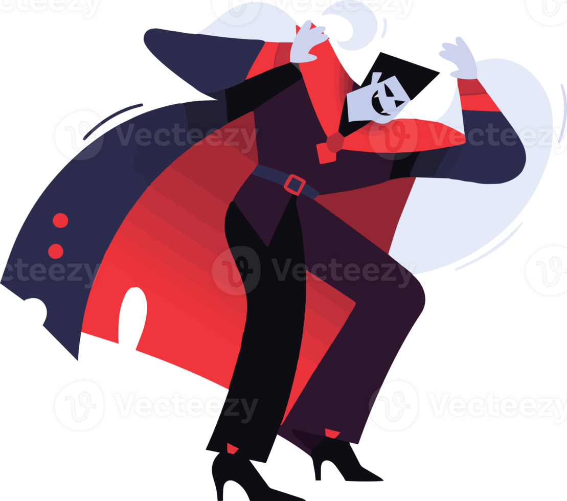 Hand Drawn halloween cute vampire in flat style png