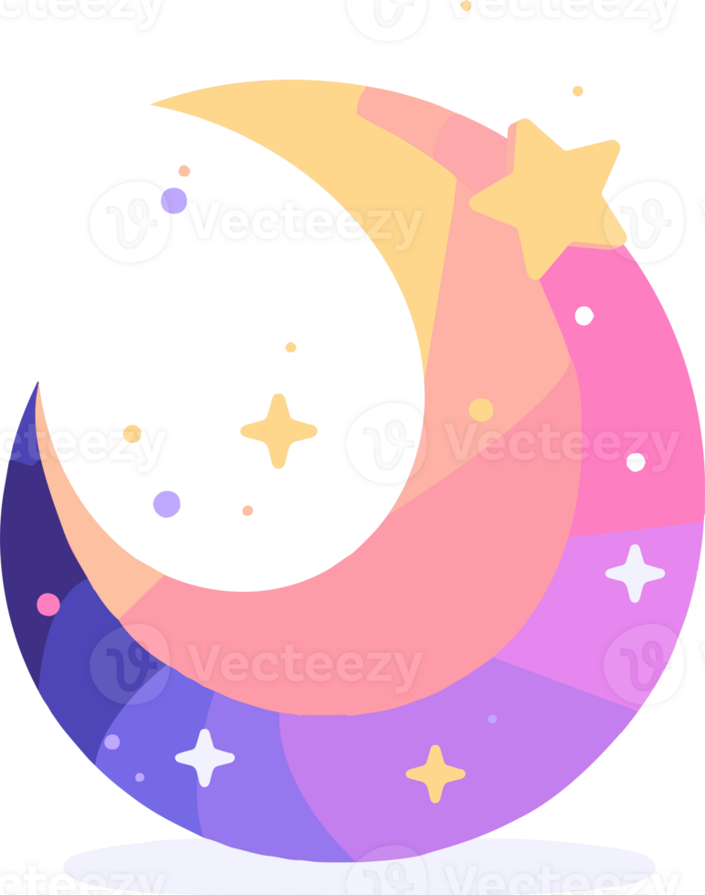 Hand Drawn crescent moon in flat style png