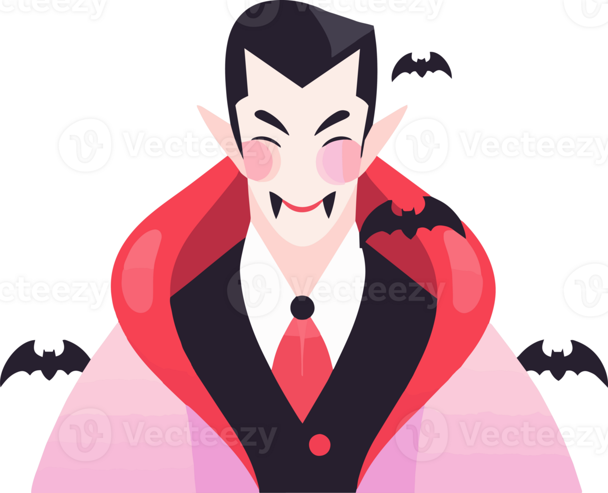 Hand Drawn halloween cute vampire in flat style png