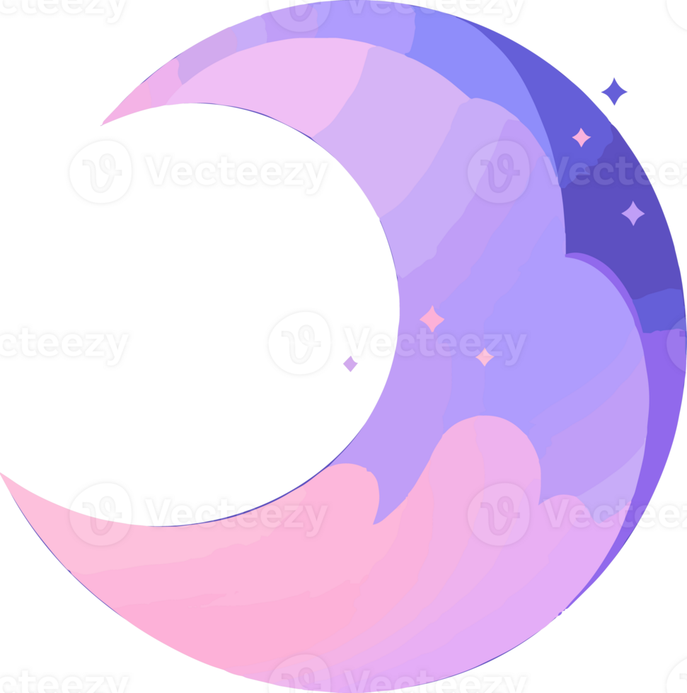 Hand Drawn crescent moon in flat style png
