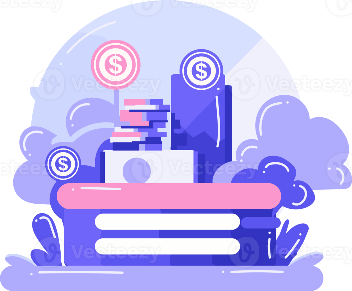 Smartphone and business in UX UI flat style png