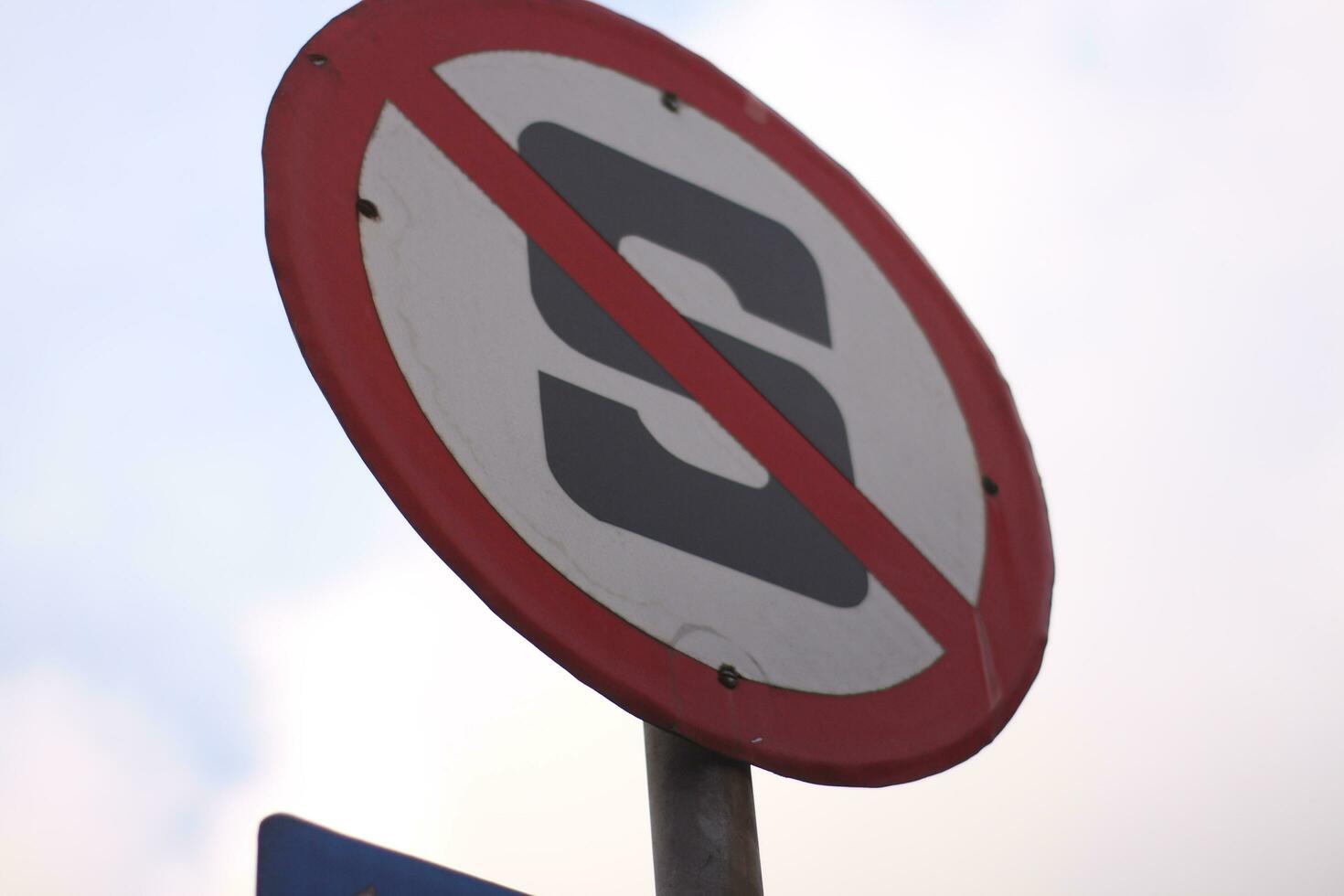 prohibited stop sign on road in urban area. photo