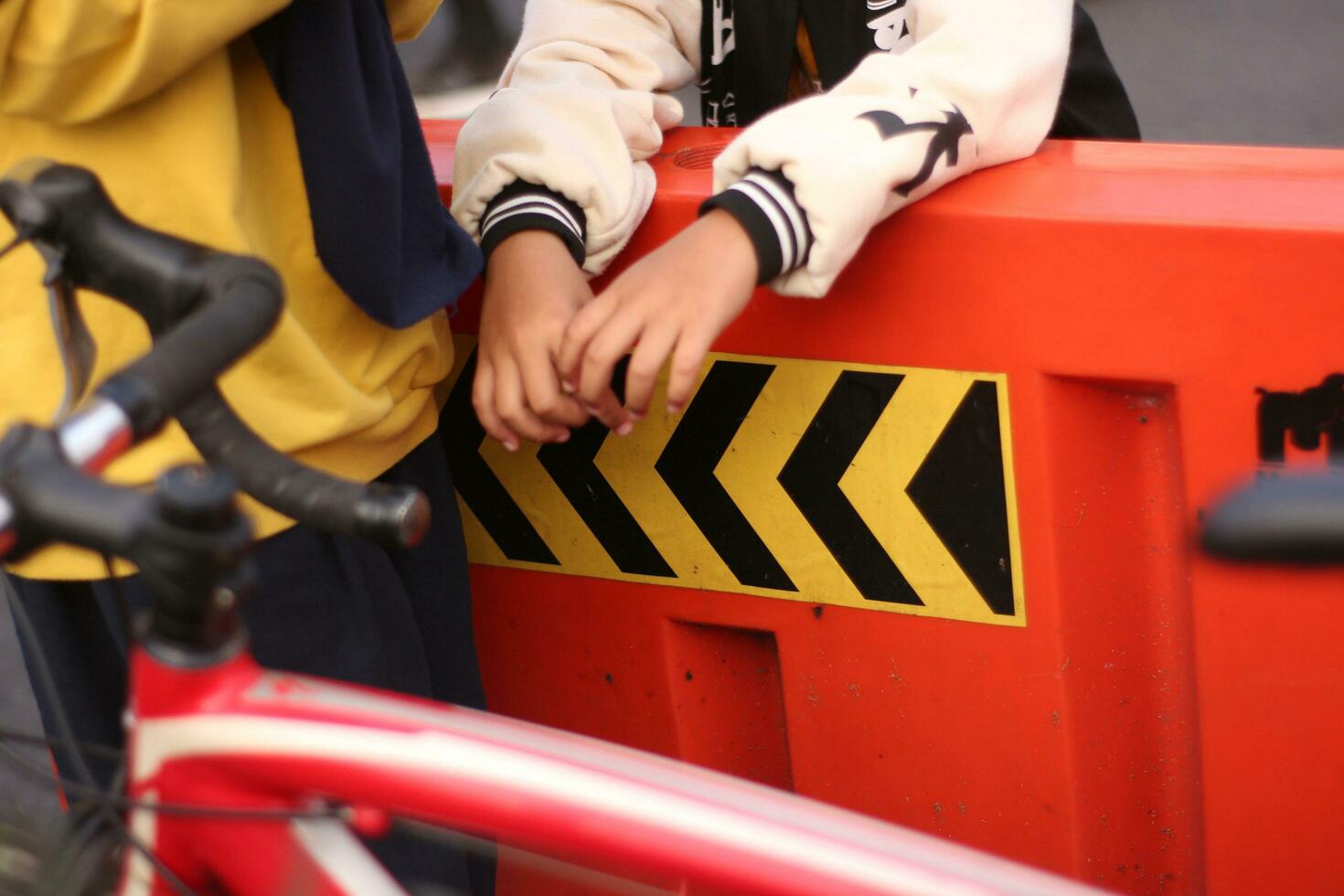 road divider during casual bicycle events photo