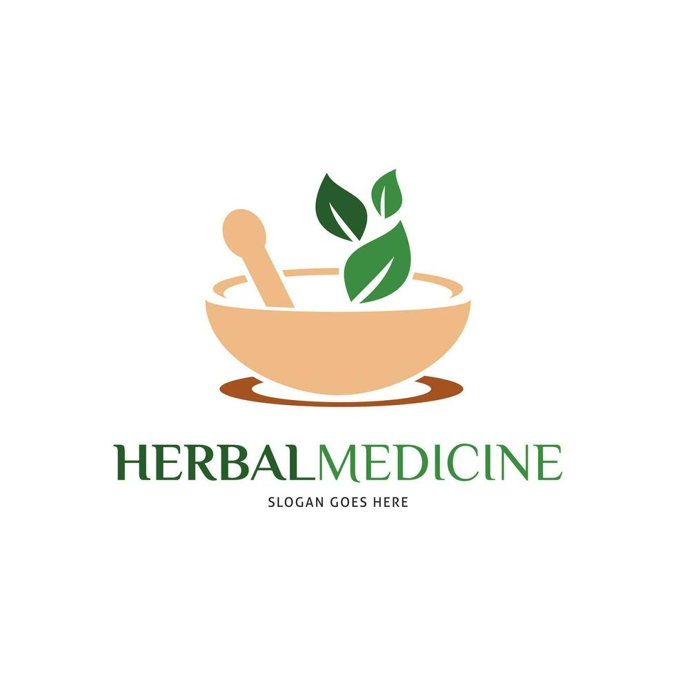 diseño de ilustración de plantilla de logotipo de vector de icono de medicina herbaria