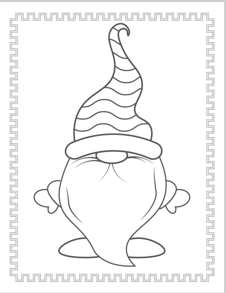 Gnome Coloring Pages for Kids vector