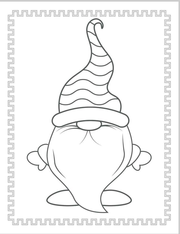 Gnome Coloring Pages for Kids vector