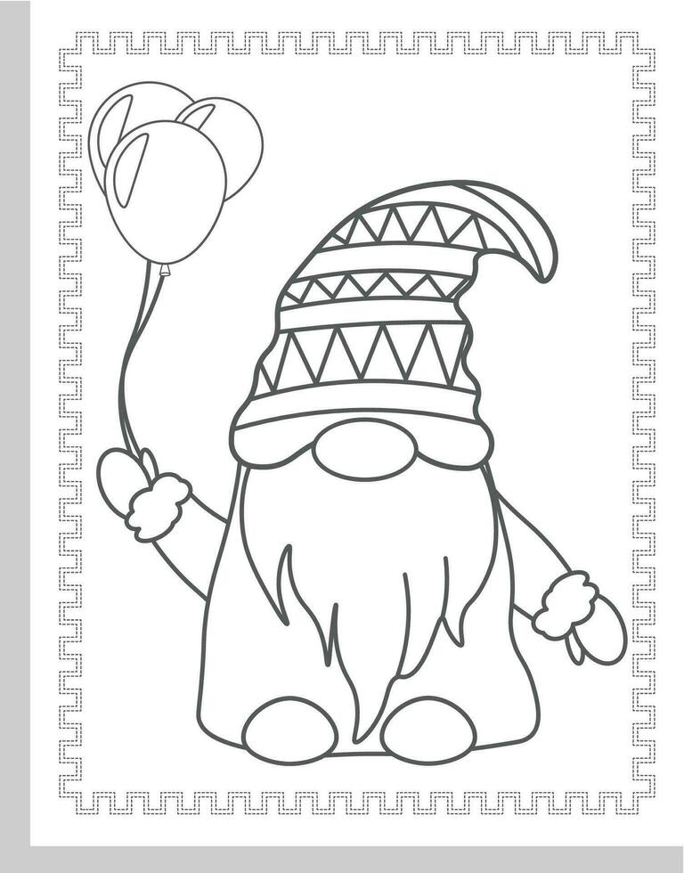 Gnome Coloring Pages for Kids vector