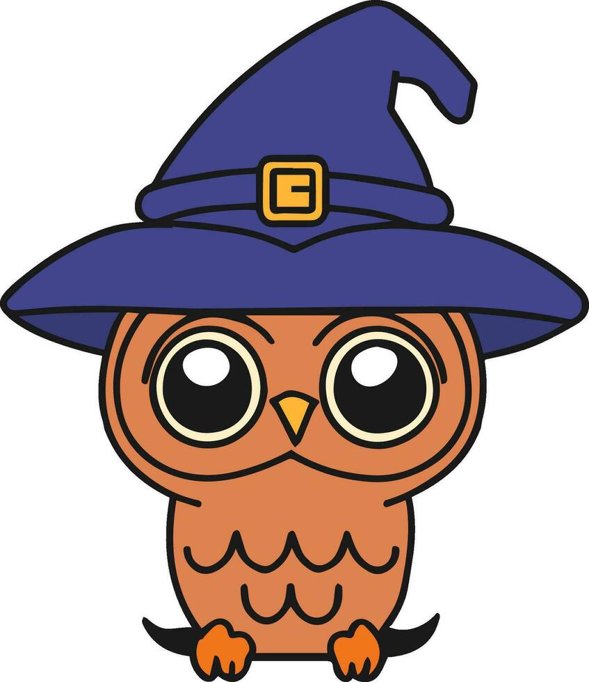 Halloween cute owl with a witch hat vector