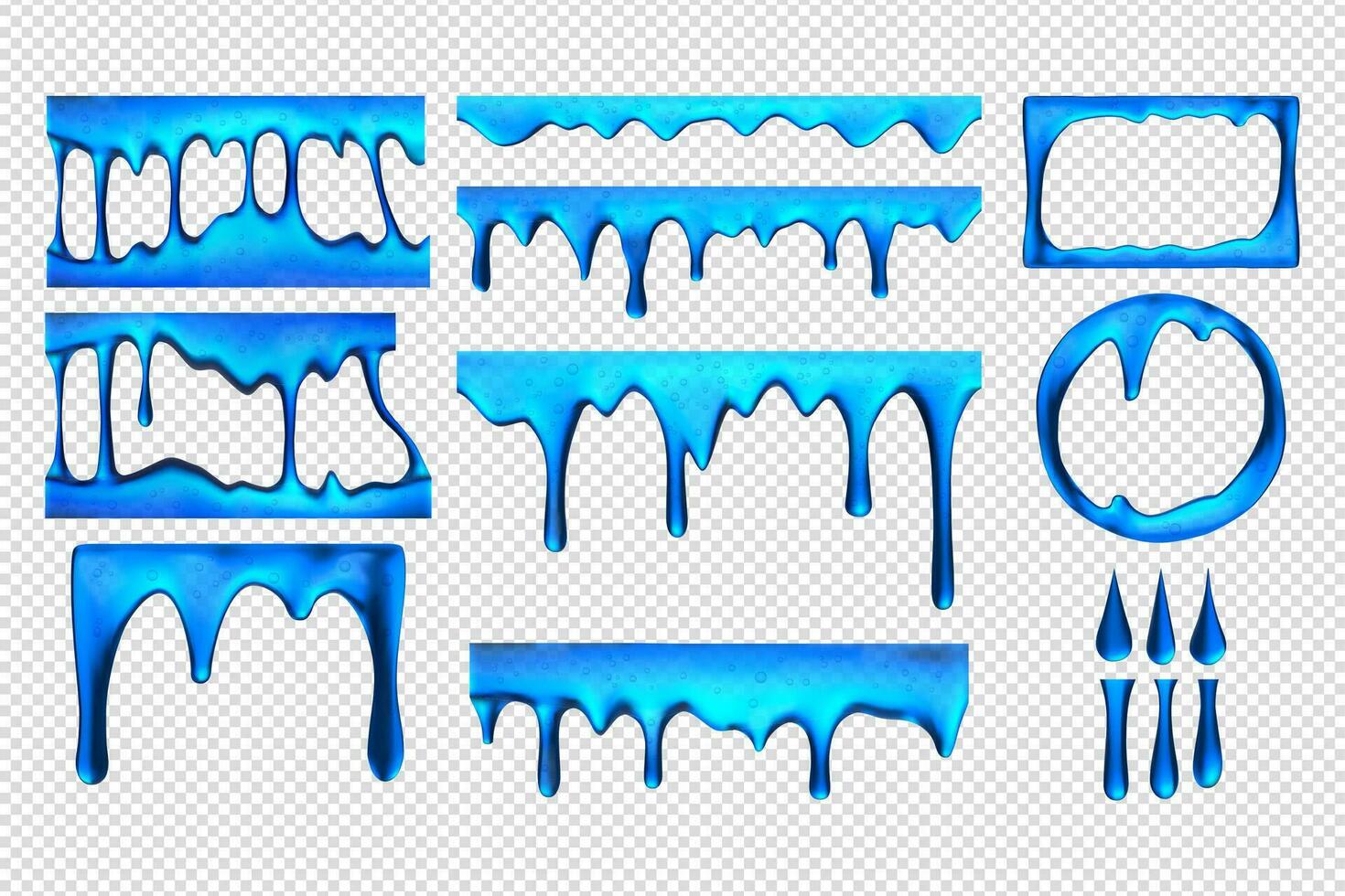 Realistic blue slime drips set collection vector