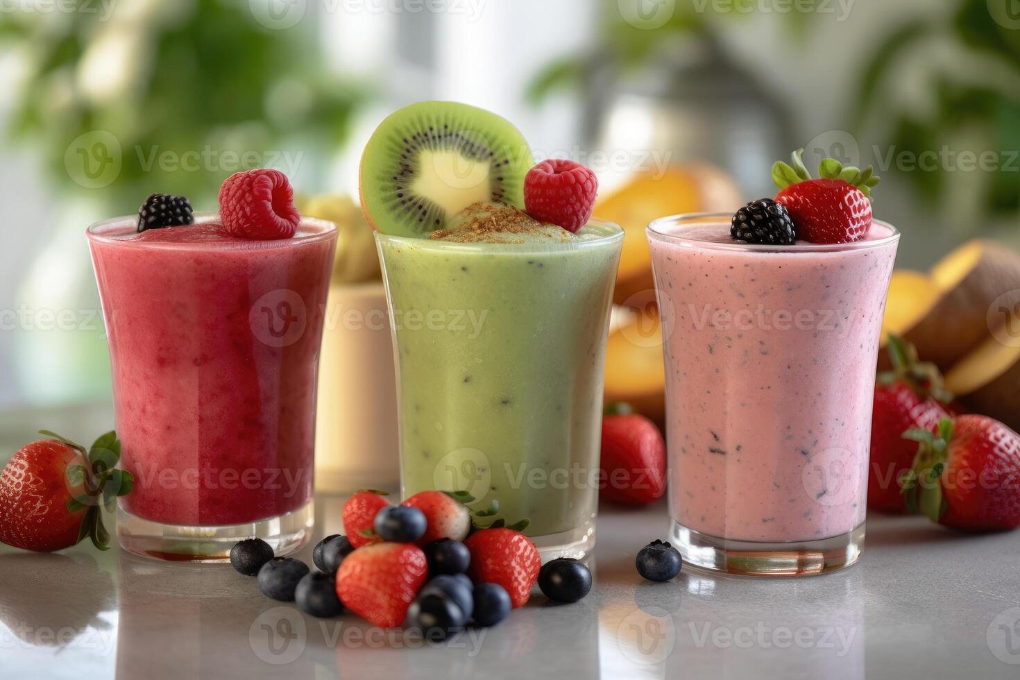 hyper realistic quality of fruit smoothies photo