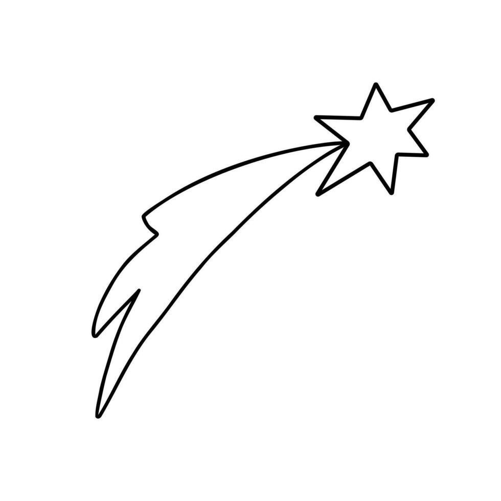 Shooting star outline simple doodle illustration, hand drawn vector image