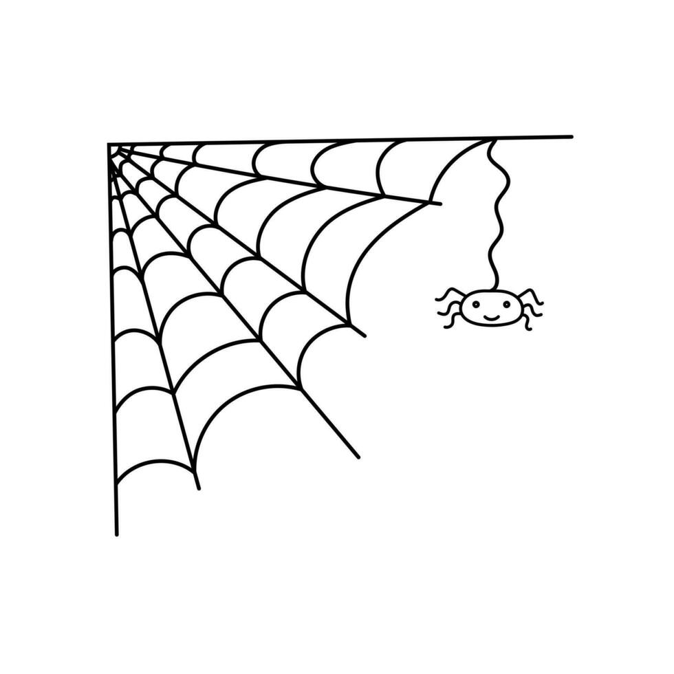 araña web sencillo vector contorno ilustración de sencillo lujoso Víspera de Todos los Santos, aislado objetos en blanco fondo, clipart Perfecto para Víspera de Todos los Santos fiesta decoración, mano dibujado imagen, dibujos animados escalofriante personaje