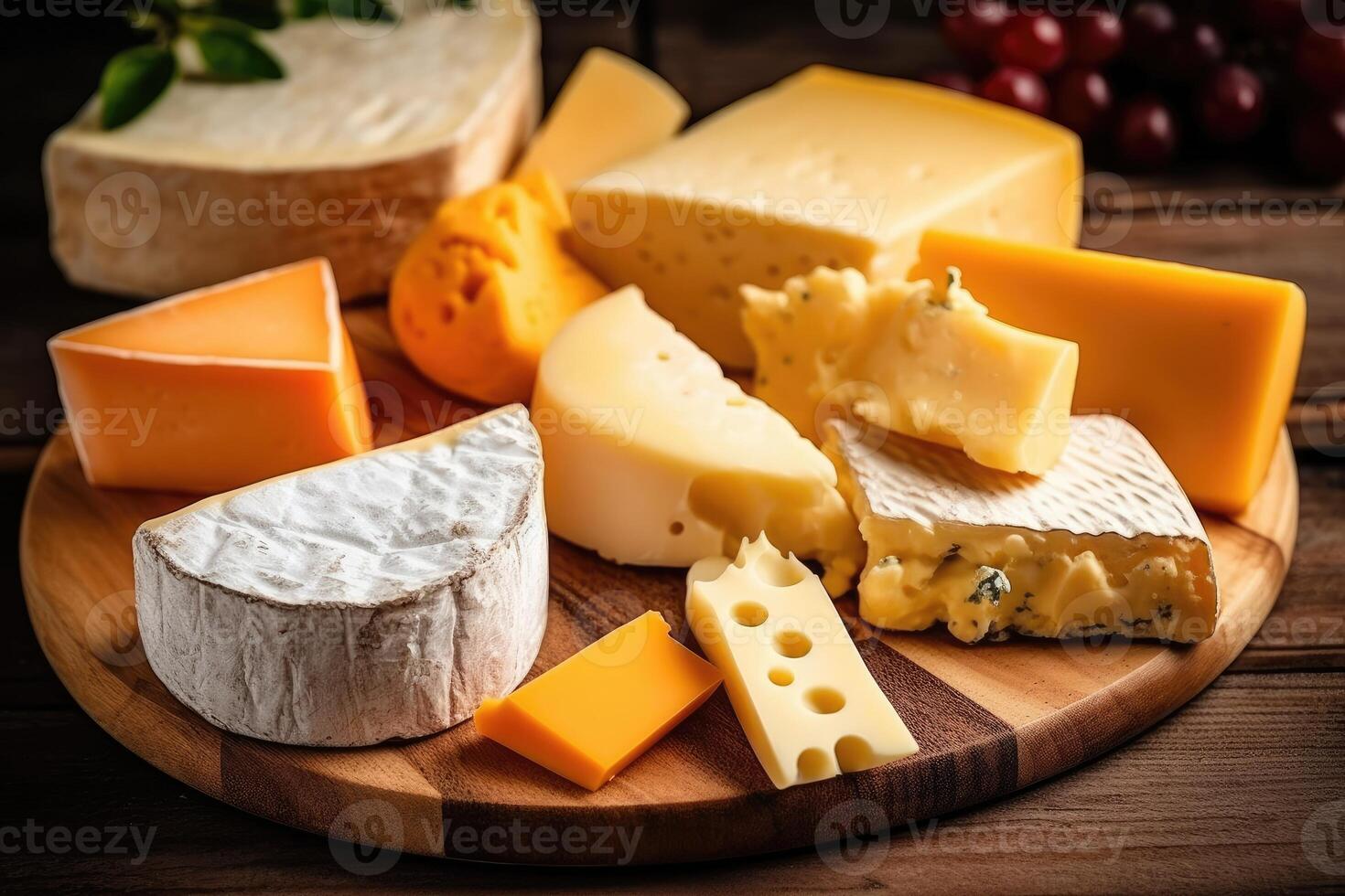 valores foto de queso en el cocina plano laico fotografía generativo ai