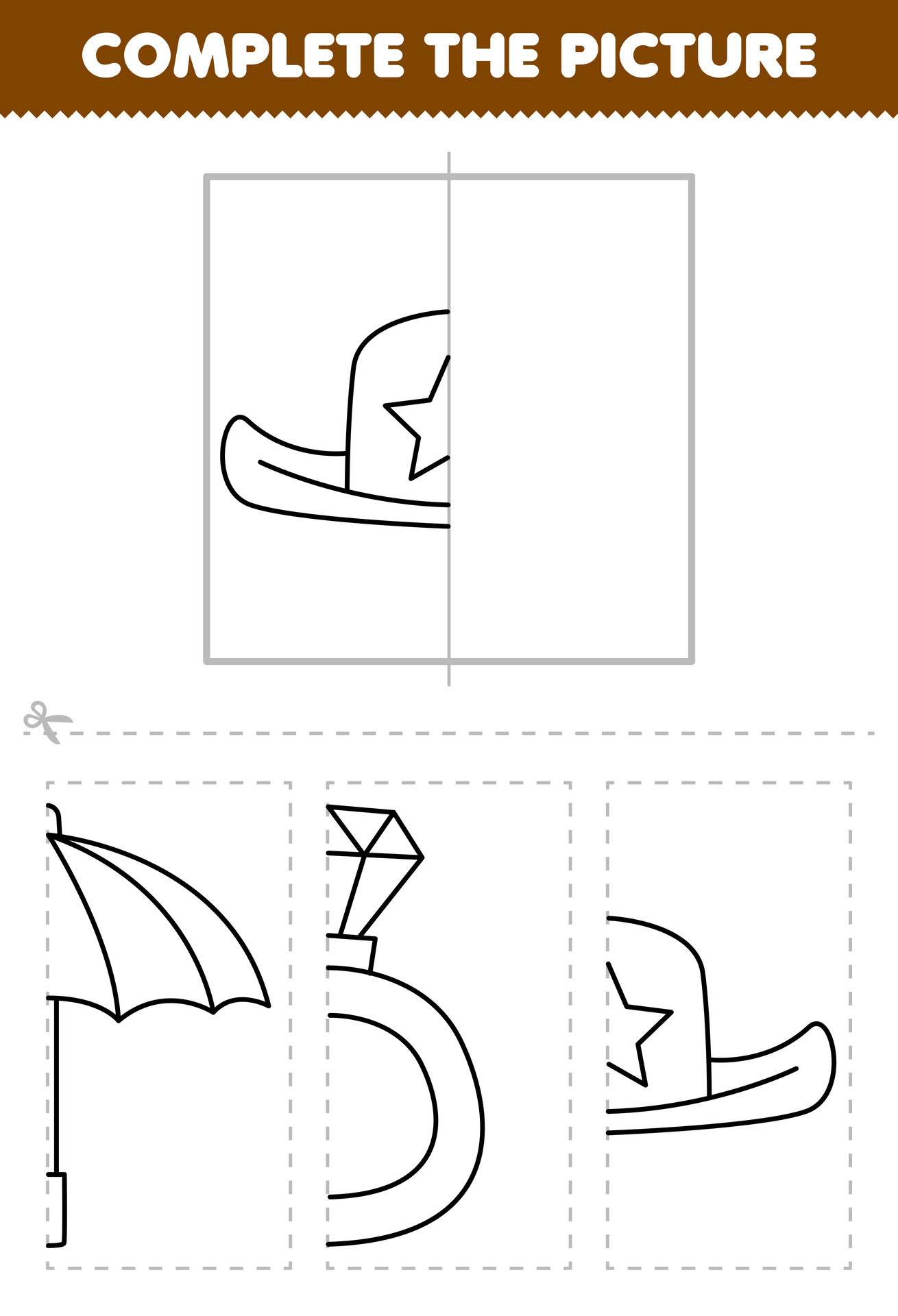 Education game for children cut and complete the picture of cute