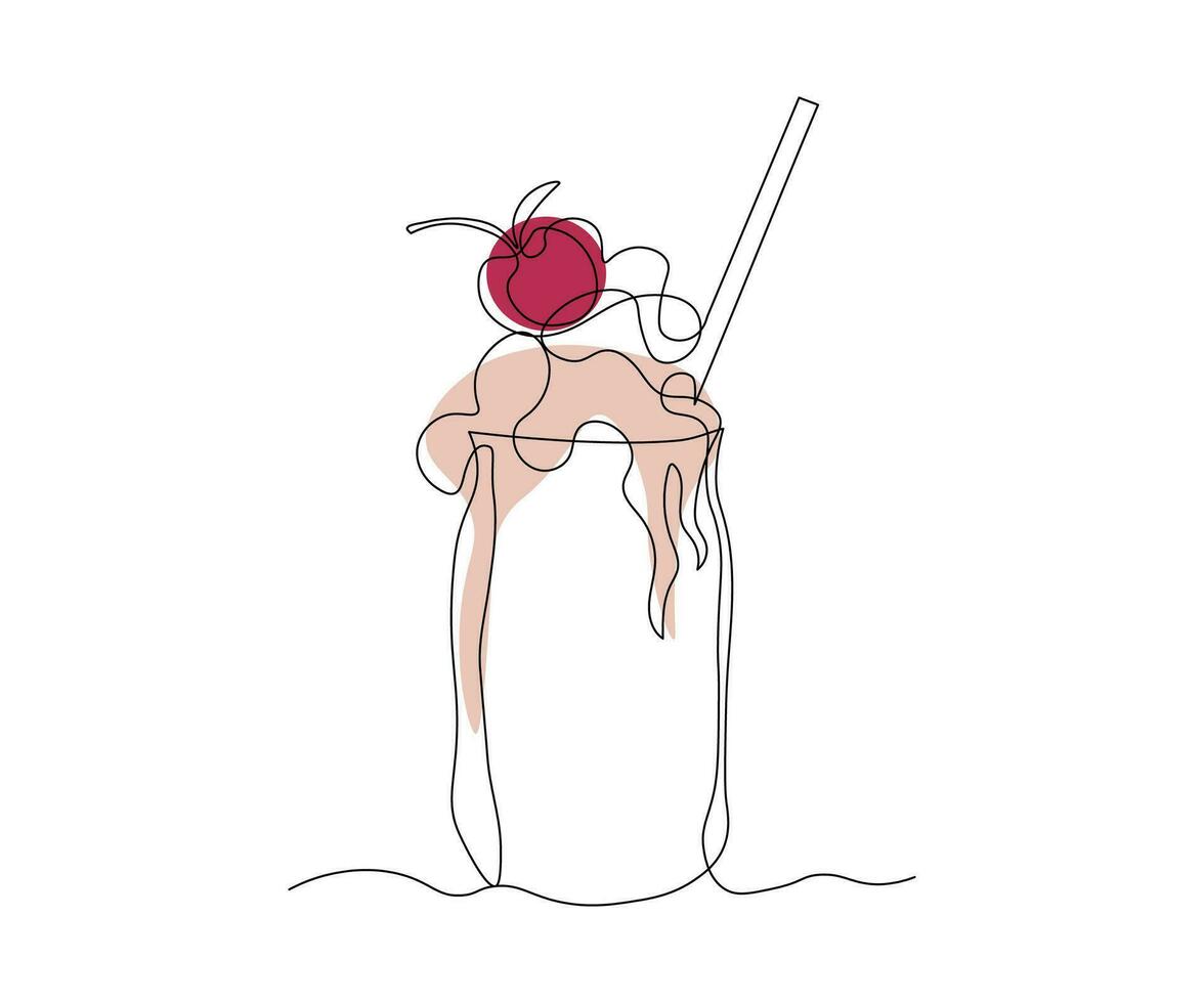 abstract freak shake, cocktail, dessert Continuous One Line Drawing vector